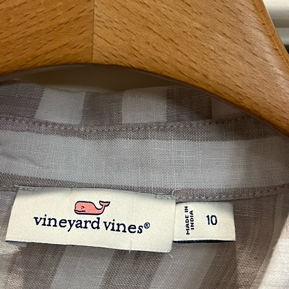 Vineyard Vines Striped Linen Weekend Top — White/Tan - Picture 7 of 9